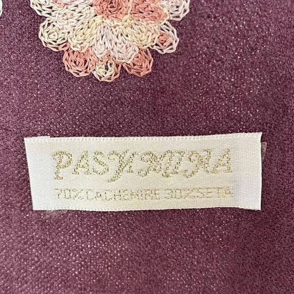 PASHMINA Floral Embroidery Oversize Pashmina Silk Blend Travel Luxury Cozy Chic - Picture 9 of 13